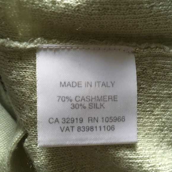 MARLOWE ITALY 70% Cashmere + 30% Silk Pale Green Rib Knit Belted Cardigan S - Picture 5 of 5